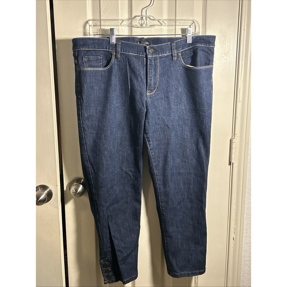 NEW YORK COMPANY Womens Dark Denim Jeans Size 16 Capri Straight Leg‎ Classic